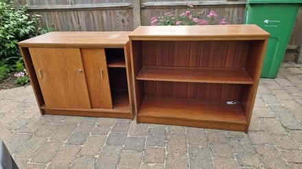 Photo of free Wood veneer cabinet and shelves (TW1 Strawberry Hill) #1