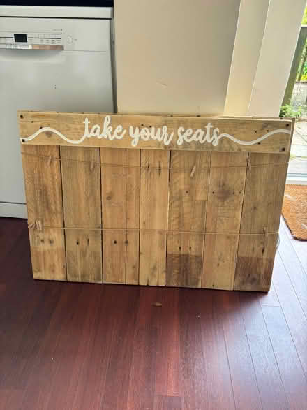 Photo of free Wedding ‘take your seats’ sign (Weston SK11) #1