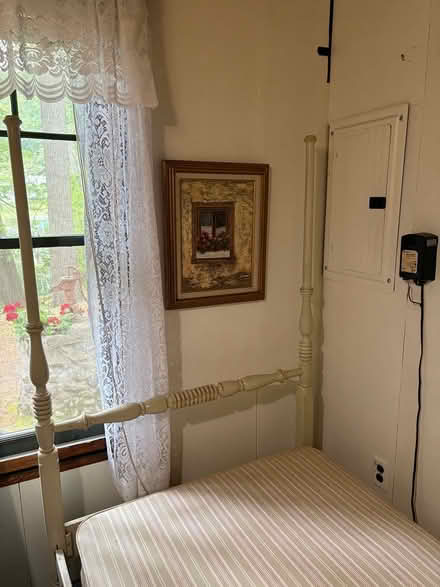Photo of free Twin-size 4 post/canopy wood bed (Groton Massachusetts) #1
