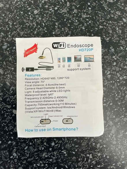 Photo of free WiFi camera on a wire endoscope (Beaconsfield HP9) #3