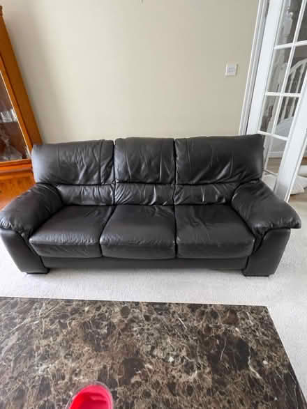 Photo of free Leather 3 seater sofa (Bishops Stortford CM23 4FN) #1