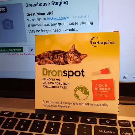 Photo of free Dronspot treatment for cat worms (Great Moor SK2) #1
