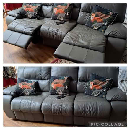 Photo of free 2 yrs old proper leather 3 seater (Gee cross) #1