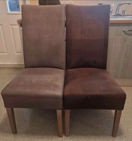 Photo of free 2 dining chairs, come with grey covers (Baldock SG7) #1