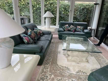 Photo of free 3 Piece Suite Green Leather (Twyford RG10) #1