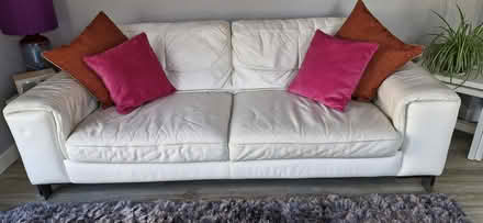 Photo of free 3 seater white leather sofa (Tannochside) #2