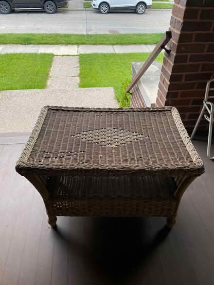 Photo of free Old Wicker Loveseat and Table (Near 11 and Woodward) #1