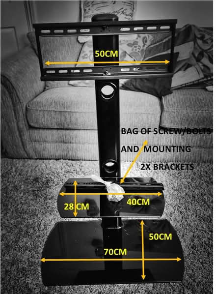 Photo of free Black Metal and Glass TV Stand with bracket & screws (Sunningdale SL5) #1
