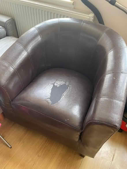 Photo of free Tub Chair, Brown Leather. (CT2) #1
