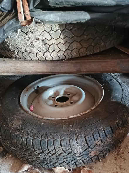 Photo of free Two very old tyres on metal rims (CW8 Acton Bridge) #1