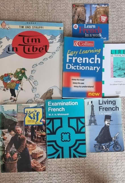 Photo of free French books and a German Tintin comic book (Prenton CH43) #1