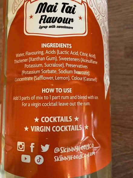 Photo of free Mai Tai Flavour Skinny Cocktail Mixer (Burghfield RG7) #2