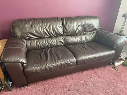 Photo of free Leather 3 seater sofa (Bexhill TN40) #1