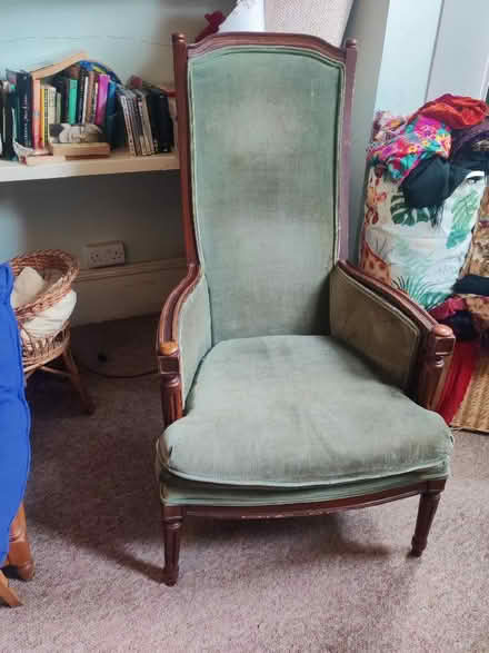Photo of free Green velvet sofa 3 seater and armchair (Strawberry Hill TW11) #3