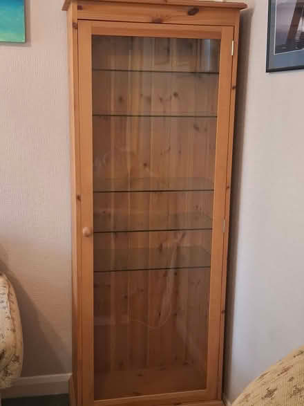 Photo of free Wood Display Cabinet, glass shelves and door (Norbiton KT1) #3