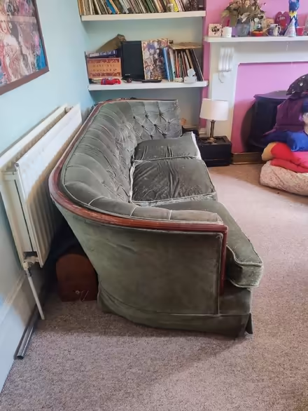Photo of free Green velvet sofa 3 seater and armchair (Strawberry Hill TW11) #2