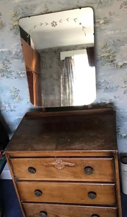 Photo of free Small wooden chest of drawers with mirror (Garden City OX5) #1