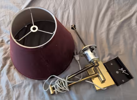 Photo of free Swing-arm lamp with burgandy shade (Upper West Side) #1
