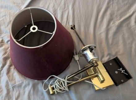 Photo of free Swing-arm lamp with burgandy shade (Upper West Side) #1