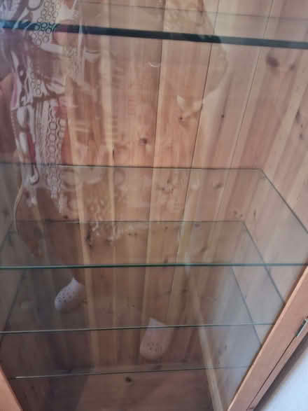 Photo of free Wood Display Cabinet, glass shelves and door (Norbiton KT1) #2