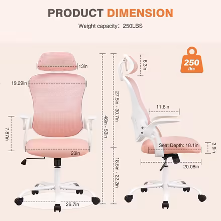Photo of free Office Rolling Chair, pink (U-District) #4