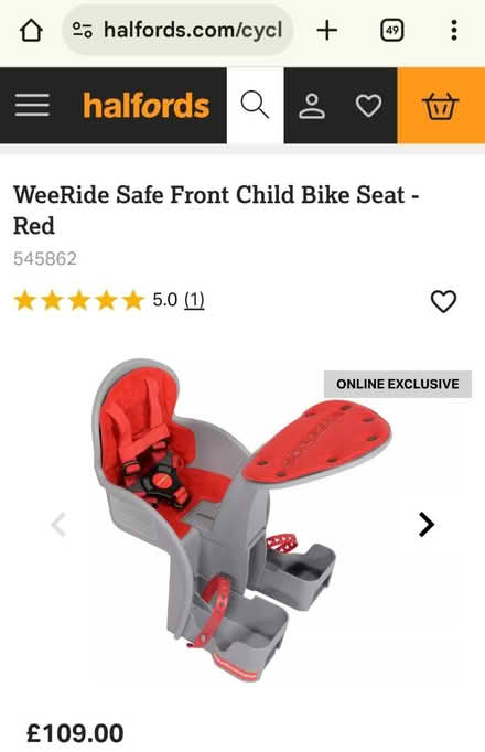 Photo of free We Ride front bike seat (King George's Park: SW18 4) #1