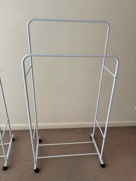 Photo of free Two white clothes racks on wheels (SW15) #3