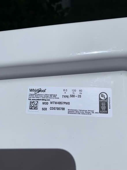 Photo of free 14 Mo. Whirlpool Washer, Needs Work (Penn Valley) #3