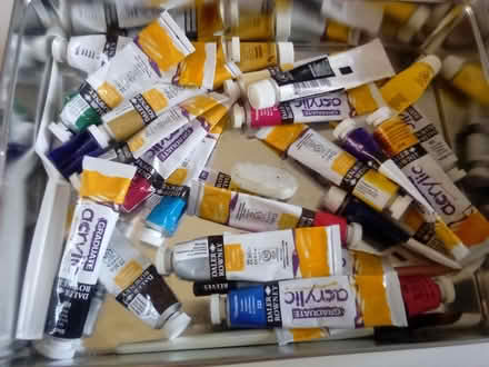 Photo of free Part used acrylic paint and brushes (RG30) #1
