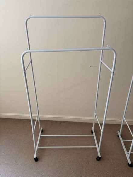 Photo of free Two white clothes racks on wheels (SW15) #2
