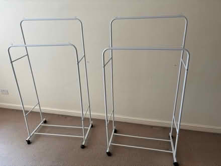 Photo of free Two white clothes racks on wheels (SW15) #1