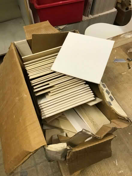 Photo of free Tiles - part box of 6" square white ceramic - 25 whole tiles (Lewes BN7) #1
