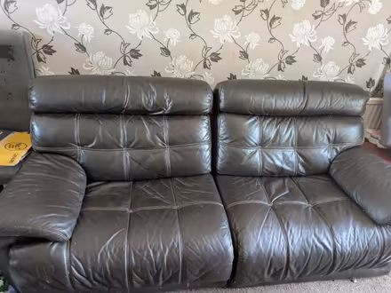 Photo of free Black 3 seater leather recliner (Seacroft LS14) #1