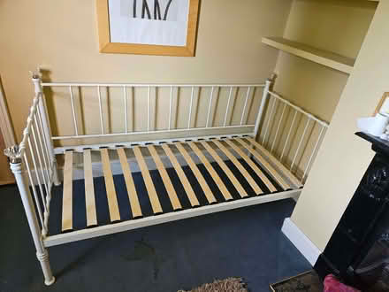 Photo of free IKEA metal day bed frame. Mattress (Bloxham OX15) #1