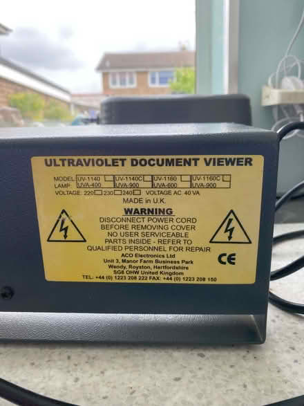 Photo of free Ultraviolet Document Viewer (Tiptree CO5) #1
