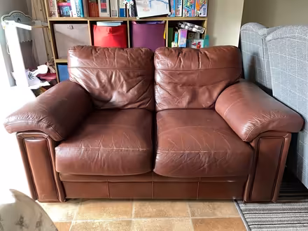 Photo of free Brown leather 2 seater sofa (Writtle CM1) #1