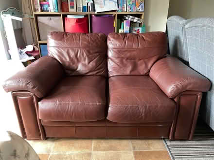 Photo of free Brown leather 2 seater sofa (Writtle CM1) #1