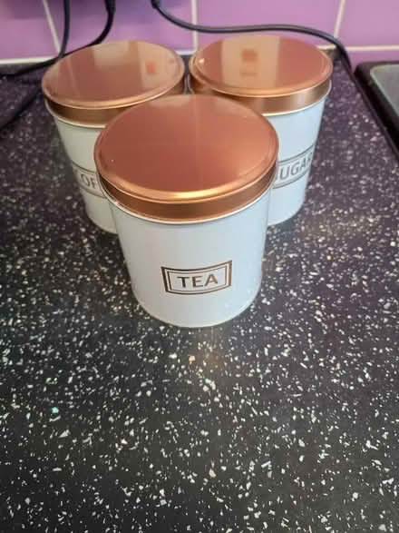 Photo of free Tea/coffee/sugar canisters and contents (Rafborough GU14) #1