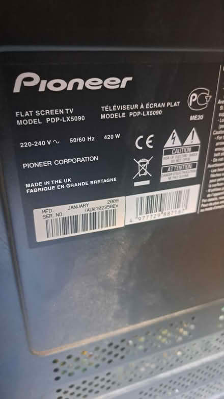 Photo of free 56inch pioneer pdp-lx5090 tv (Markfield LE6) #2