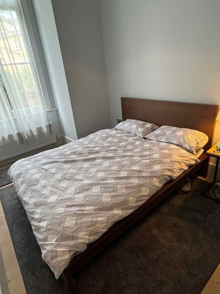 Photo of free King size IKEA wood bed frame with headboard excellent shape (High St Ken W8) #4