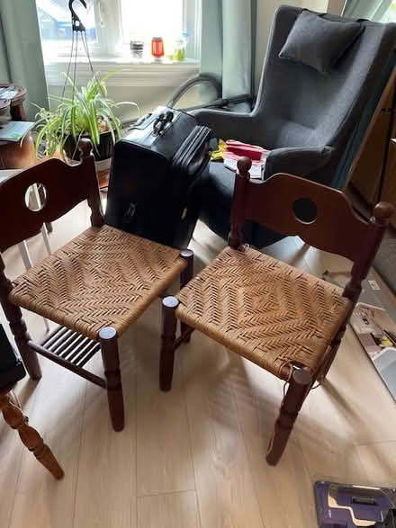 Photo of free 2 teak chairs strung - good shape (Golden Triangle) #1