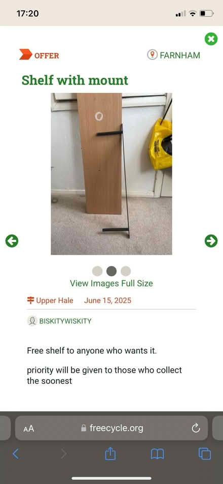 Photo of free Shelf with mount (Farnham GU9) #2