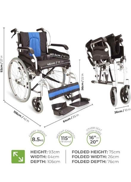 Photo of free Small Manual wheelchair (Ryelands LA1) #2