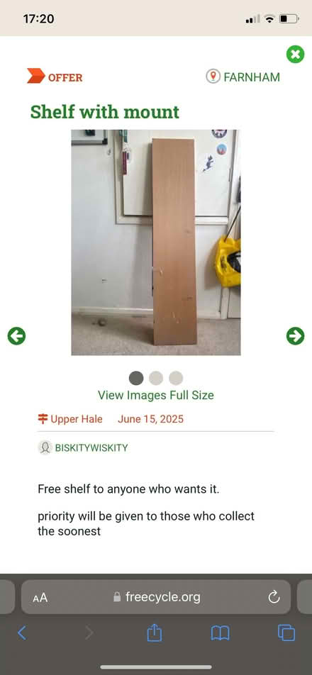 Photo of free Shelf with mount (Farnham GU9) #3