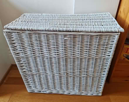Photo of free White wicker 2 compartment linen bin with liner (Southsea PO4) #1