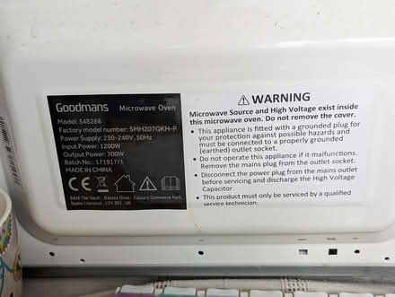 Photo of free Goodmans Microwave (CT13) #4
