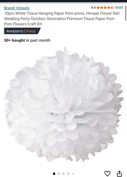 Photo of free 10pcs White Tissue Paper Pom-poms (Somerset) #1