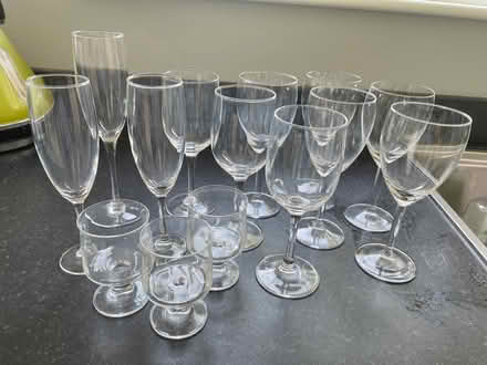 Photo of free Wine and champagne glasses + vinegar bottle (Longbarn WA2) #2
