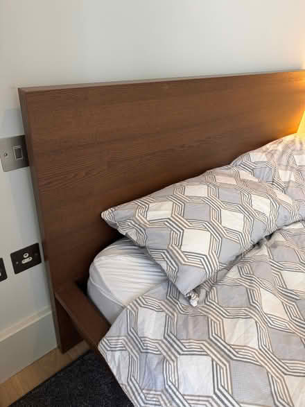 Photo of free King size IKEA wood bed frame with headboard excellent shape (High St Ken W8) #3