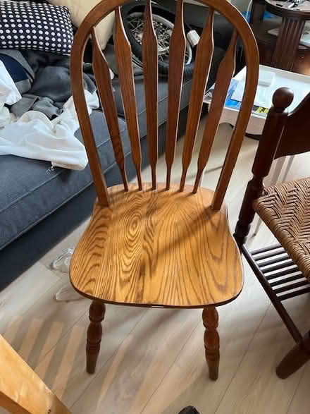 Photo of free 1 solid oak varnished dining chair (Golden Triangle) #1